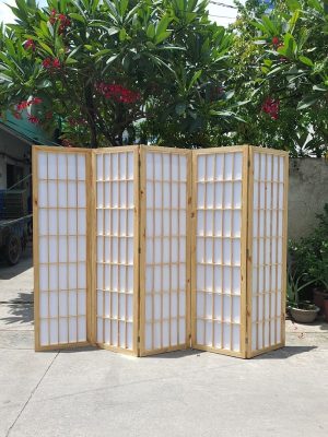 Bình phong M011G khung gỗ chia ô Shoji với mặt sáng