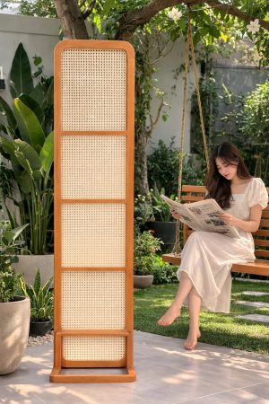 Kệ vách đơn M012G1 khung cao với lưng căng mây